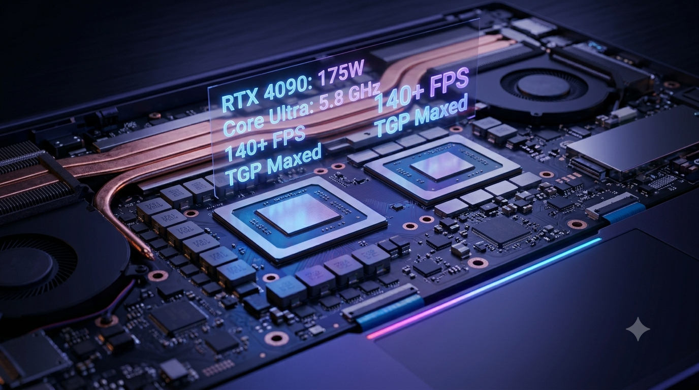 نمای داخلی مادربرد با چیپ CPU و GPU و لوله‌های حرارتی